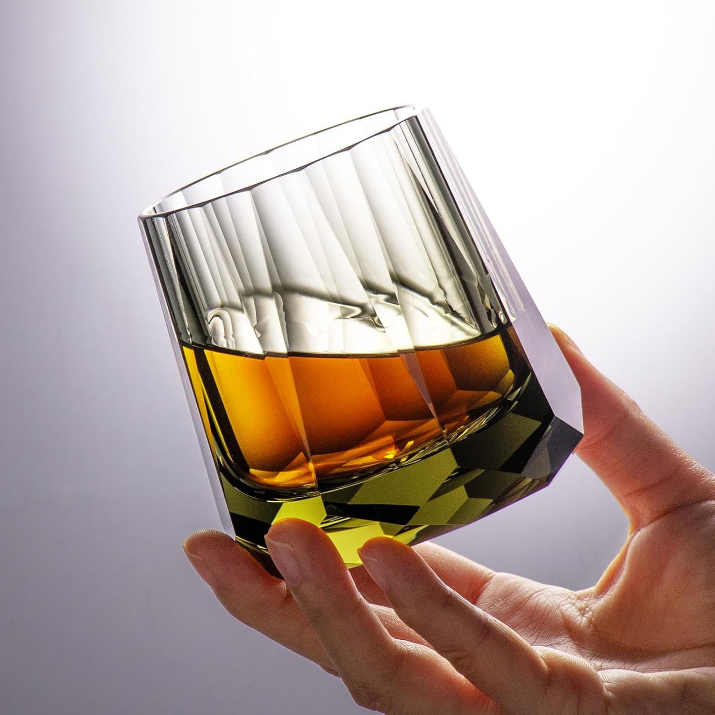 KAMMAK Crystal Whiskey Glasses Set of 2, Handcrafted 6.76oz Old Fashioned Glasses Stemless, Luxury Cocktail Glasses, Hand Blown Scotch Cup for Women, Men Gift for Rocks, Bourbon, Bar Barware