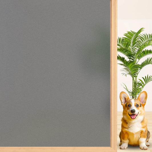 Niviy Window Darkening Film Day and Night Privacy Window Cling Sun Blocking Glass Door Window Cover Gothic Decor for Bedroom,Garage, Renter House (Grey, 23.6 x 78.7 inch)