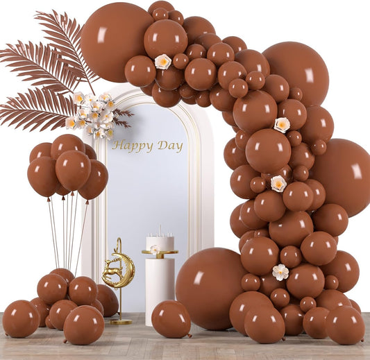 130pcs Coffee Brown Balloons Different Sizes 18" 12" 10" 5" Tan Latex Balloon Garland Arch Kit for Birthday Baby Shower Graduation Wedding Gender Reveal Anniversary Party Decorations