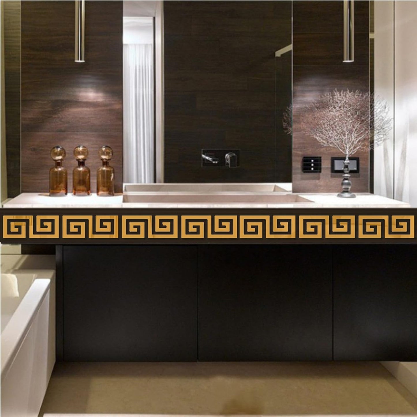 15 Pcs DIY Geometric Shape Acrylic Decorative Mirror Stickers Removable Adhesive Wall Mirror Décor for Living Room Home Background (Gold,3.15 * 7.87inches)