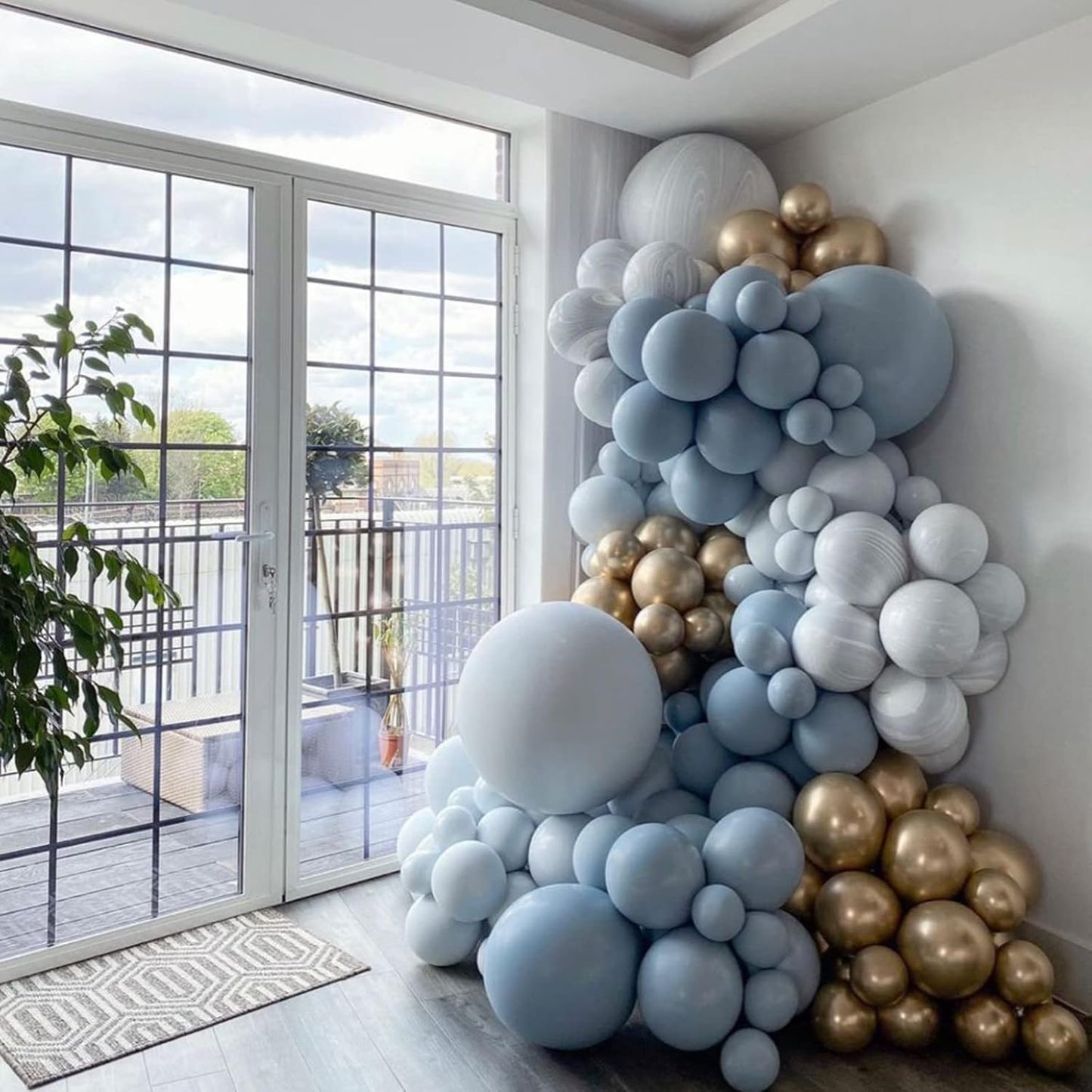 130pcs Dusty Blue Balloons Different Sizes 18" 12" 10" 5" Slate Blue Balloons for Boys Girls Baby Shower Wedding Anniversary Graduation Engagements Birthday Party Decorations