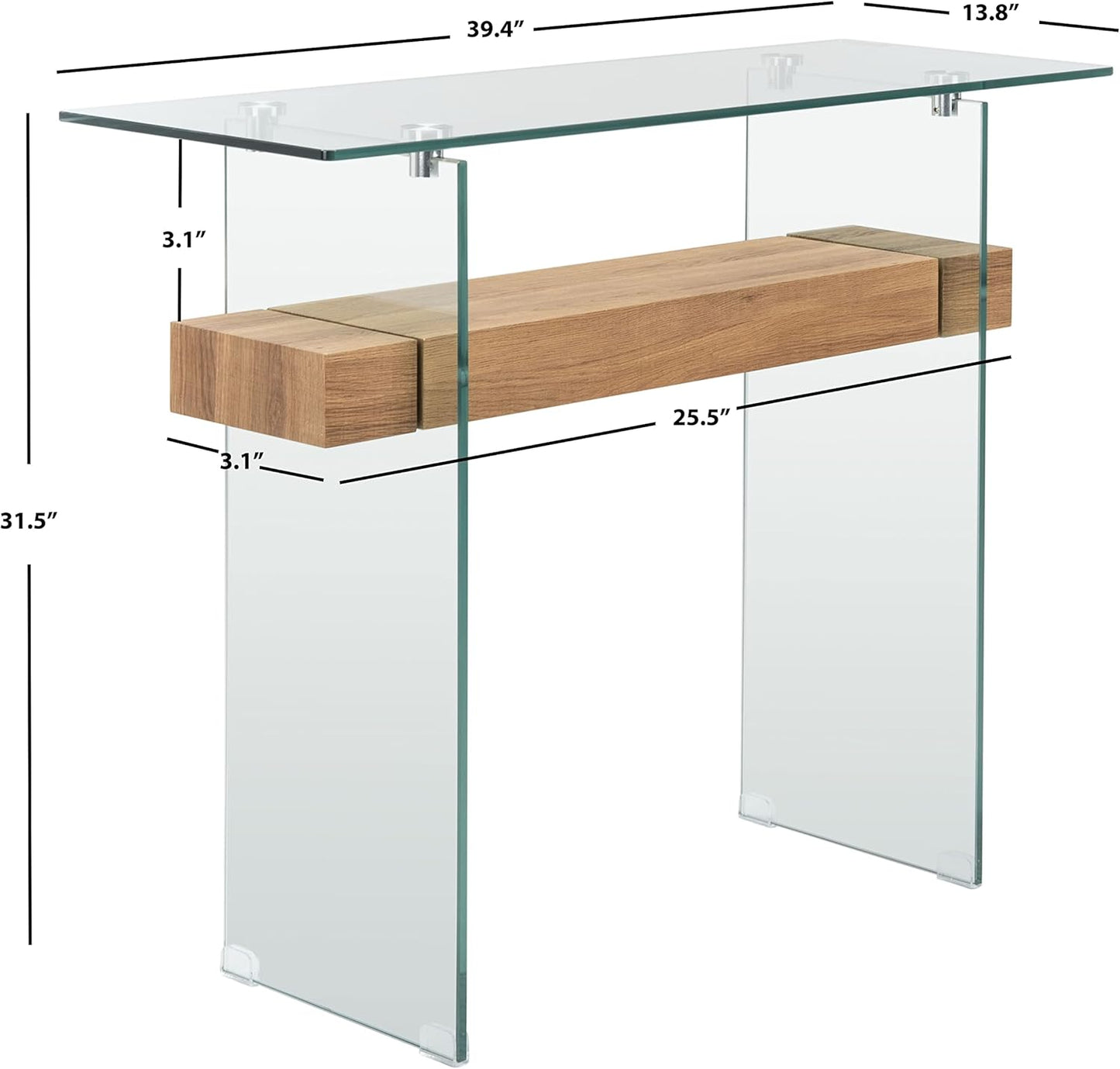 Safavieh Home Kayley Glass and Natural Brown Console Table