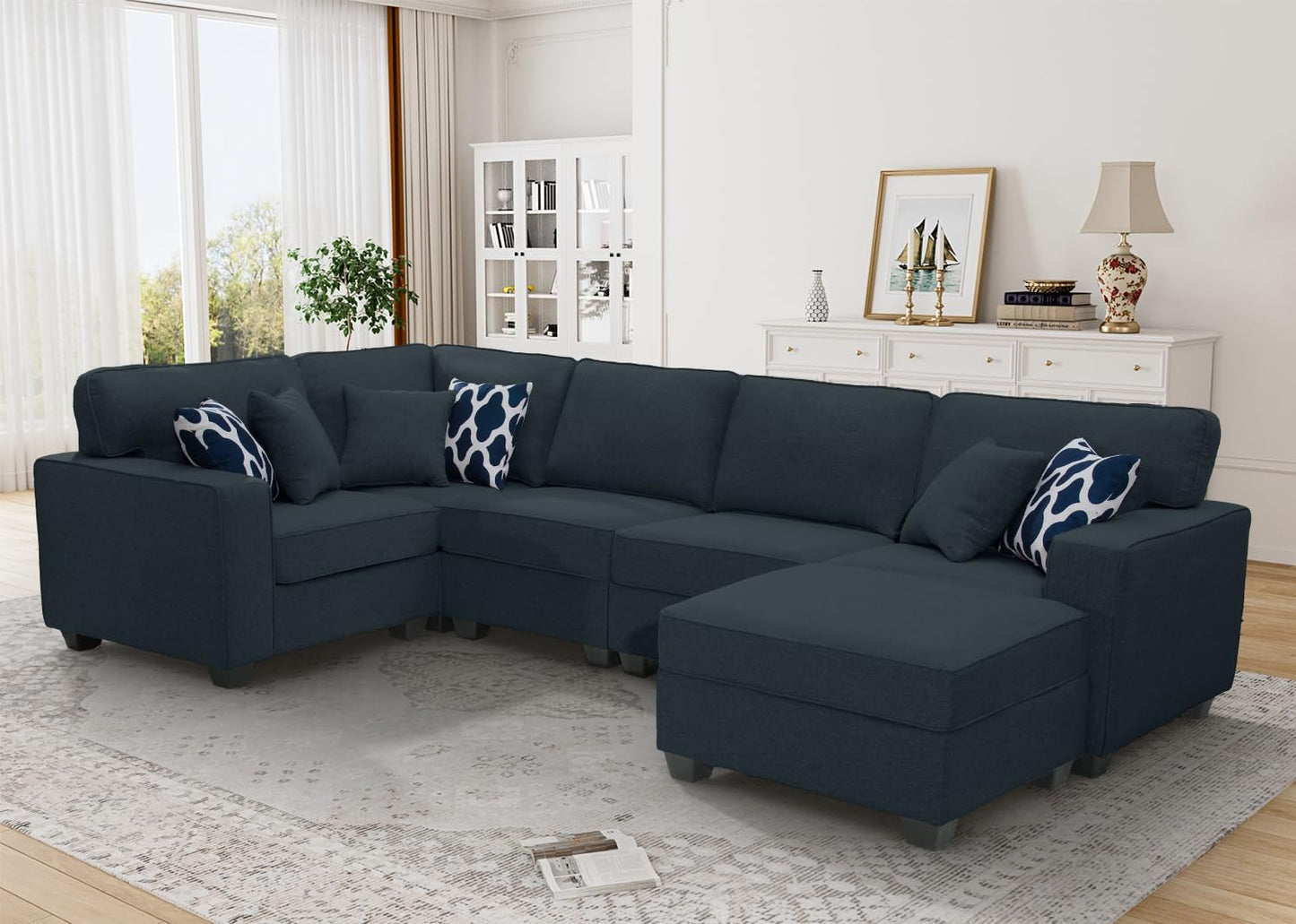 L Lengend Vansen Modular Sectional Sofa U Shaped Couch with Ottoman Modern Reversible Corner Sectional Couch for Living Room (Charcoal, U Shaped Sofa-1)