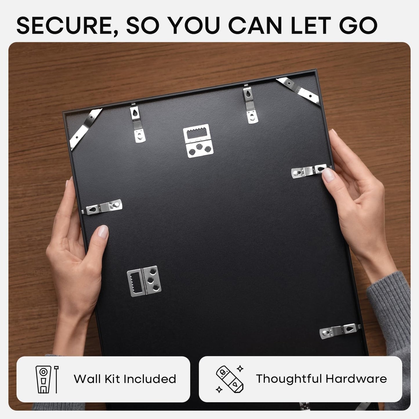 Homeforia 20x20 Picture Frame Black, High End Metal 20x20 Square Poster Frame Matted to 16x16 Print, 20 x 20 Black Frames with Mat 16 x 16 Photo, 20by20 Thin Frames, Tempered Glass, Wall Kit, Set of 1