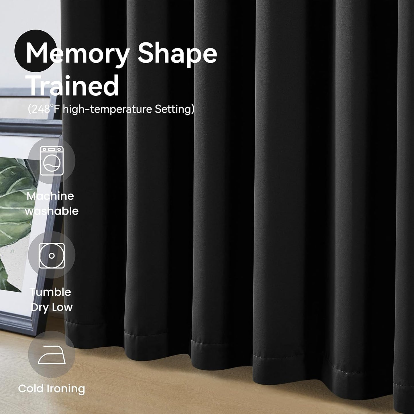 KangBang Black Out Curtain Panels 96 Inches Long for Living Room, Soundproof Thermal Insulated Long Black Solid Curtains/Drapes for Sliding Patio Door Basement, Elegant Modern Decor 2 Panels,40Wx96L