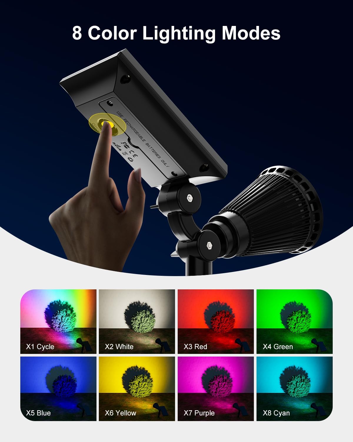 2 Pack Color Change Halloween Solar Spotlights Outdoor Rainbow Waterproof Landscape Uplights for Outside Decor, Skeletons, Ghost, Witch, Accent Lighting for Wall, House, Patio, Path, Pool, Walkway