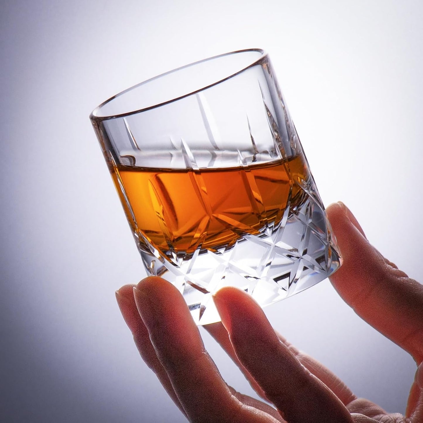 KAMMAK Crystal Whiskey Glasses Set of 2, Handcrafted 2.03oz Old Fashioned Glasses Stemless, Luxury Liquor Glasses, Hand Blown Scotch Cup for Women, Men Barware Gift for Cocktail, Bourbon