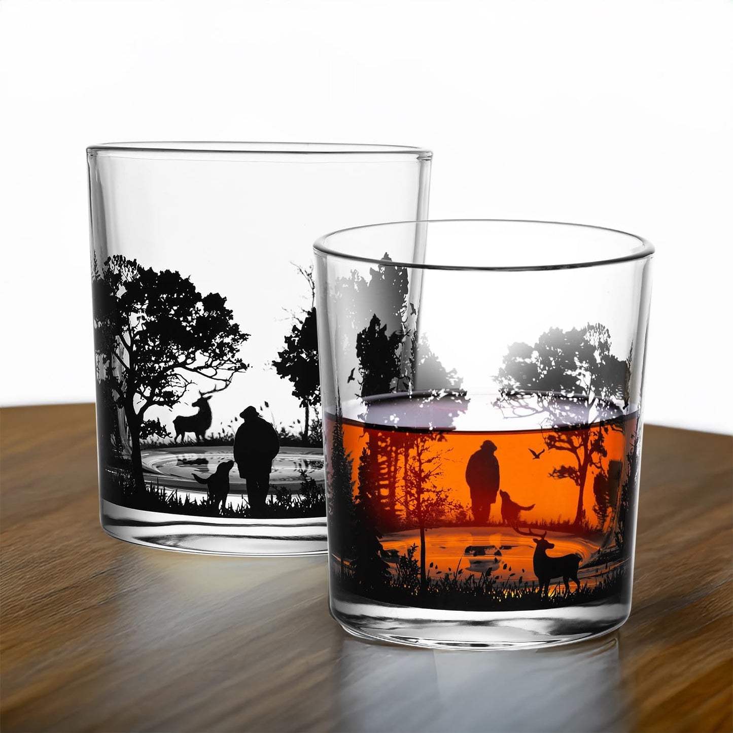 Old Fashioned Whiskey Glasses, Stemless Wine Glasses with Gift Box, 10Oz Rocks Glass for Scotch Cocktail Bourbon Vodka Liquor, Unique Gifts for Dad, Husband, Father's Day, Anniversary