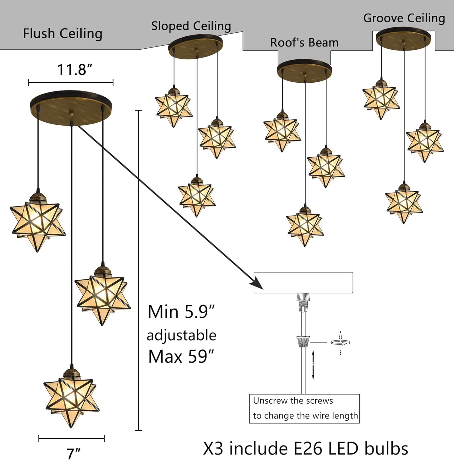 Frosted White Glass Chandelier for Dining Room Pendant Lights for Kitchen Island Light Fixture Modern Farmhouse Chandeliers with Warm Light Oiled Bronze