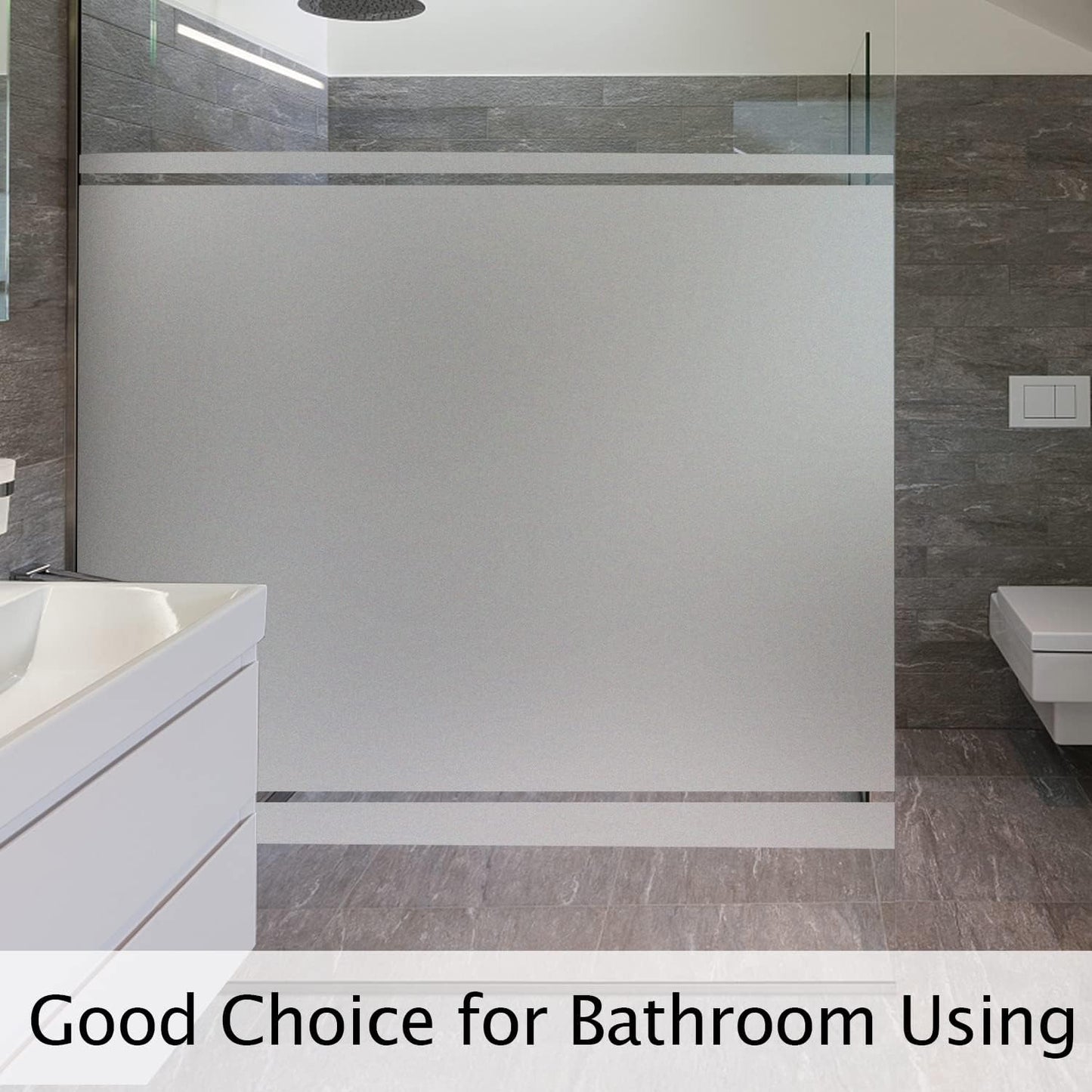 HIDBEA Frosted Window Privacy Film Heat Control UV Blocking, Static Cling Non-Adhesive Reusable Door coverings for Bathroom Home Office (Frosted, 35.4 Inch x 6.5 Feet)