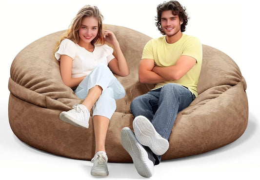 Bean Bag Chair for Adults 4FT,Soft Removable Cover for Teens/Girls Bedroom,Fluffy Giant Round Floor Beanbag Lounger Chairs (No Filler,Tan)