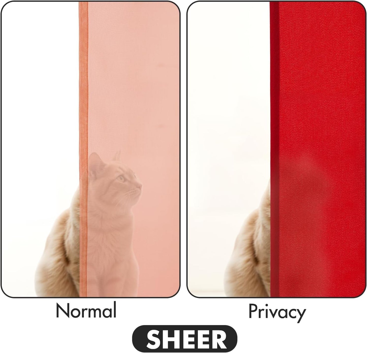 MIULEE Red Privacy Sheer Curtains That Let Light in 96 Inches Long Non-See-Through Semi Sheer Curtain Light Filtering Window Curtains Christmas Drapes for Living Room Bedroom 2 Panels Set 42 X 96