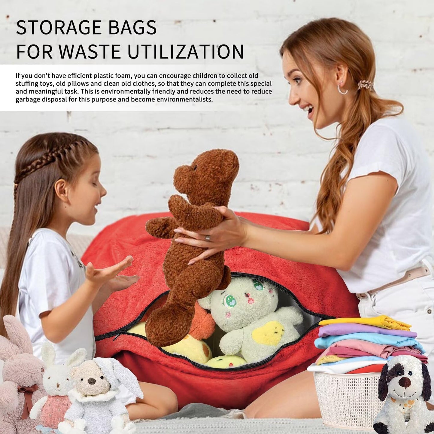 Bean Bag Chair for Adults 6FT,Soft Removable Cover for Teens/Girls Bedroom,Fluffy Giant Round Floor Beanbag Lounger Chairs (No Filler,Big Red)