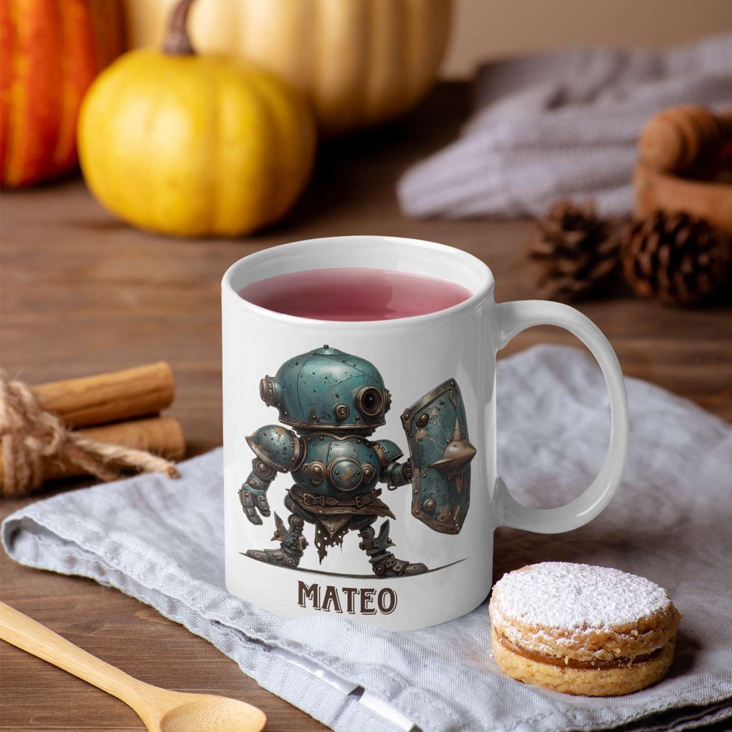 Custom Retro Robot Design Cup, Personalized Steampunk Robot Lover Ceramic Mug 11oz, Customized Coffee Cup With Name, Unique Mug Gift For Steampunk Enthusiast, Robot Cup On Birthday