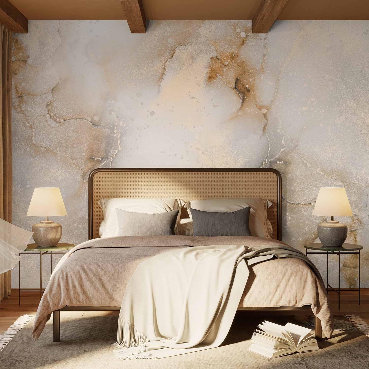artgeist Wall Mural Marble Stone 216x98 in - XXL Non-Woven Corner Wallpaper Fleece Angle Wall Decor Photo Print Picture Image Design Marble Beige f-C-10058-a-d