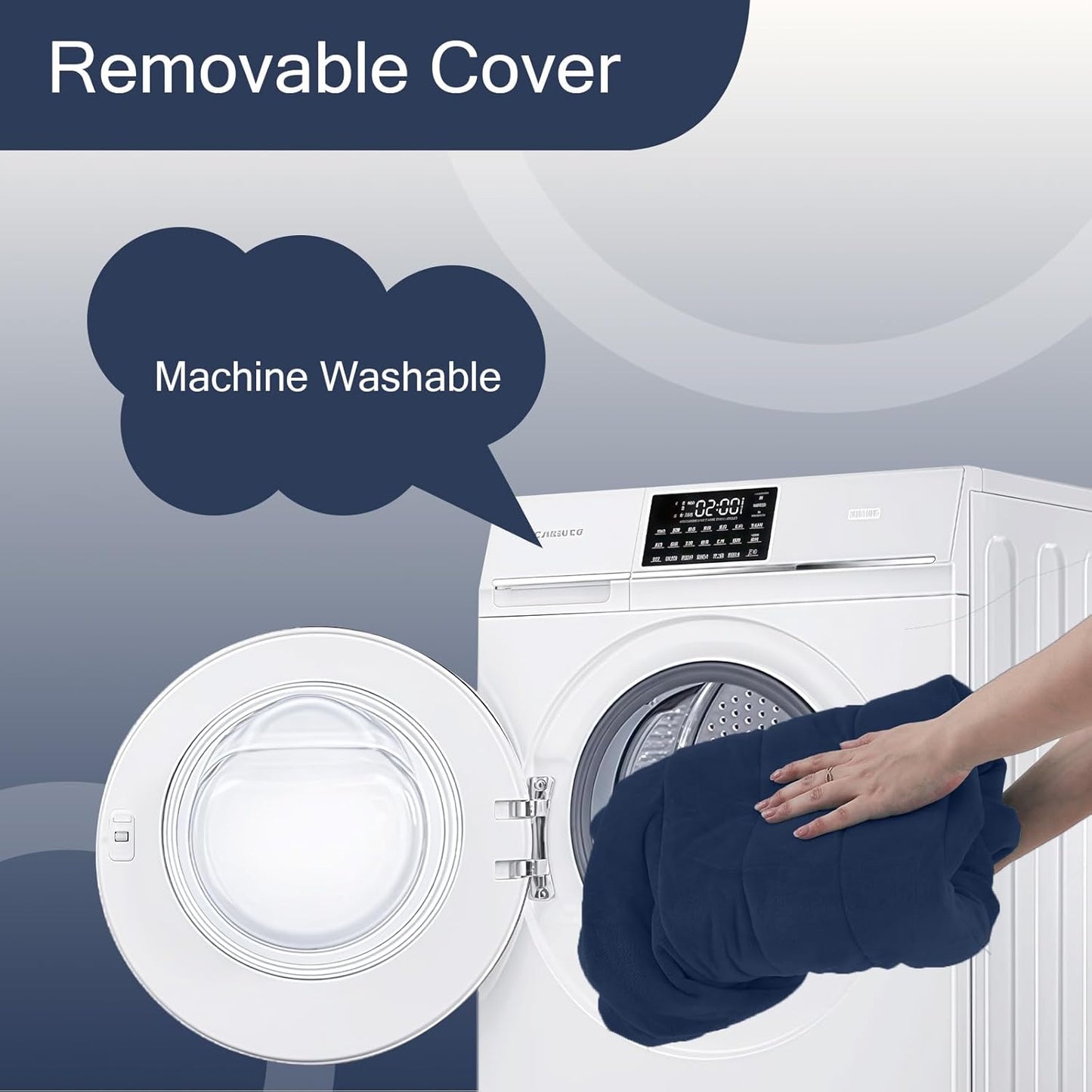 MeMoreCool Round Stuffed Pouf Ottoman Foot Rest, Floor Pouf Foot Stool with Soft Foam Chunk Filling, Small Round Ottoman Footstool Circle Footrest for Living Room, Navy