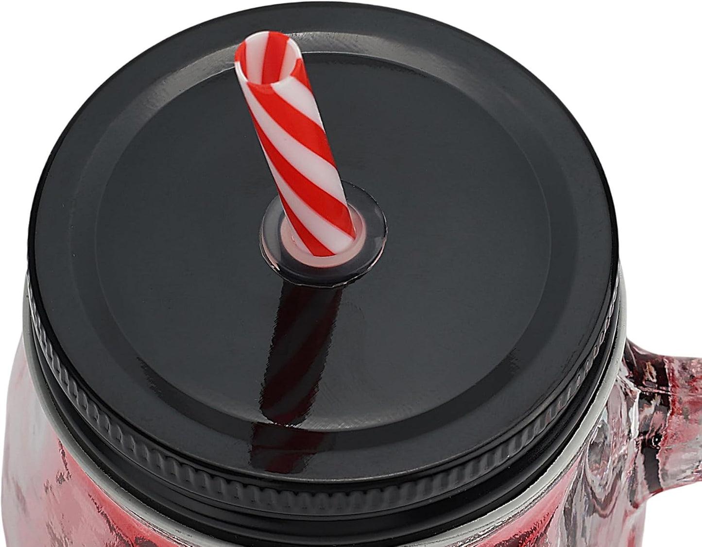 Halloween Cups Set of 4 - Skull Mason Jar with Lids Straws and Handle - Colorful Drinking Glasses for Halloween Party Bar Decor, 16 oz