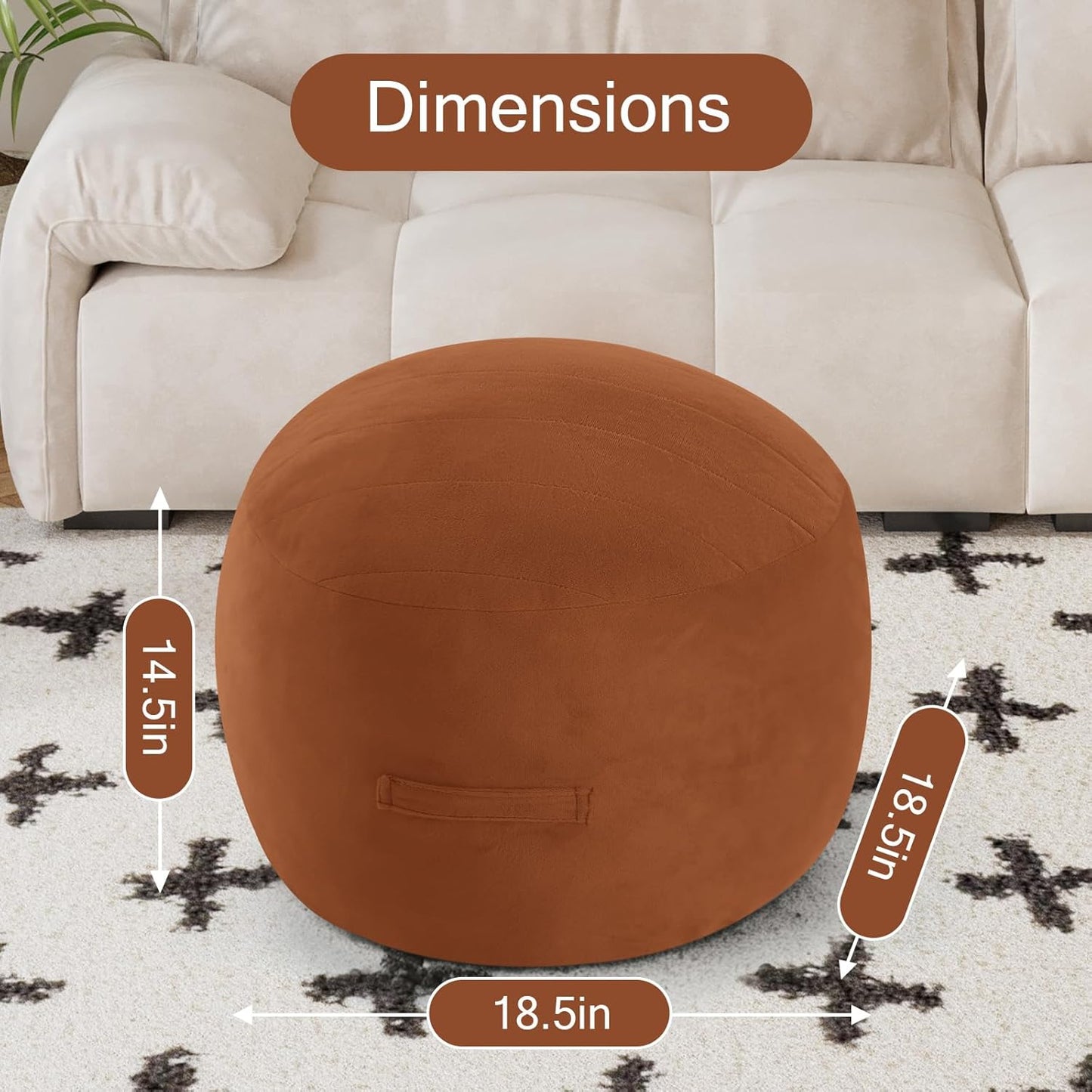 MeMoreCool Round Stuffed Pouf Ottoman Foot Rest, Floor Pouf Foot Stool with Soft Foam Chunk Filling, Small Round Ottoman Footstool Circle Footrest for Living Room, Coffee