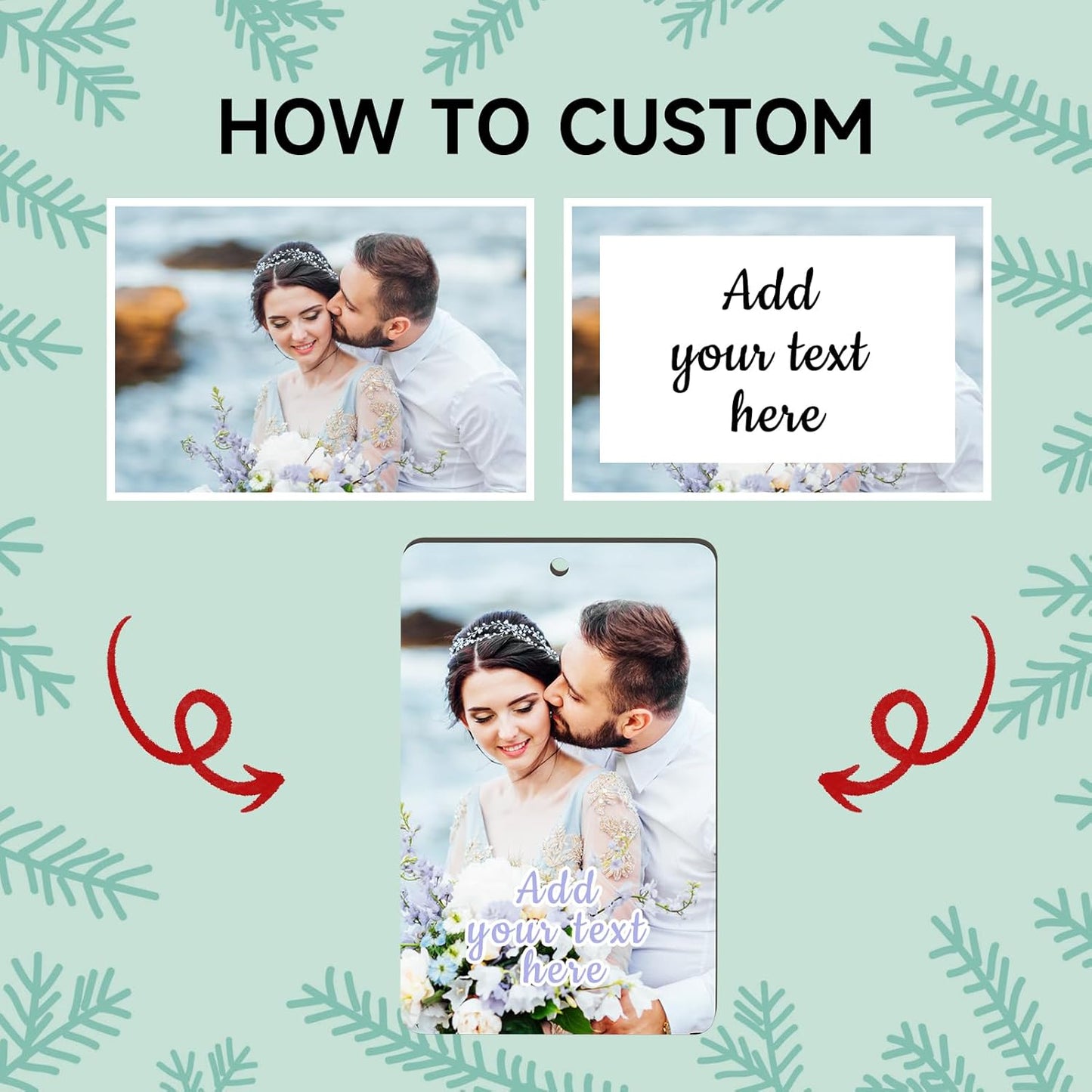 2 Pack Personalized Christmas Ornaments 2025 Wood Custom Photo Text Hanging Ornament for Christmas Tree Decorations, First Christmas Engaged/Married, New Home, Baby's First Christmas, Memorial