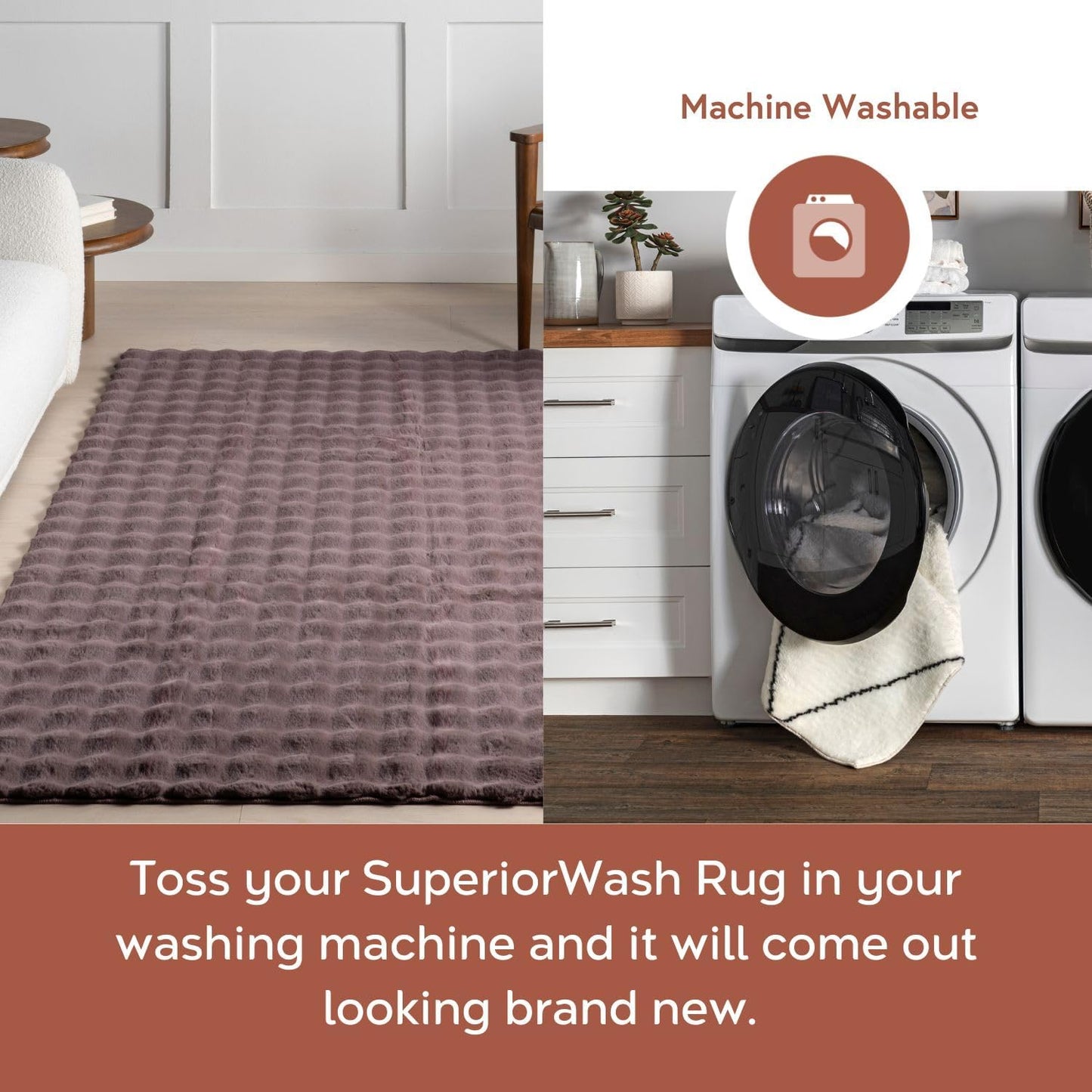 nuLOOM Jeni Checkered 7'6" x 9'6" Machine Washable Area Rug for Living Room Bedroom Dining Room Kitchen, Dark Brown