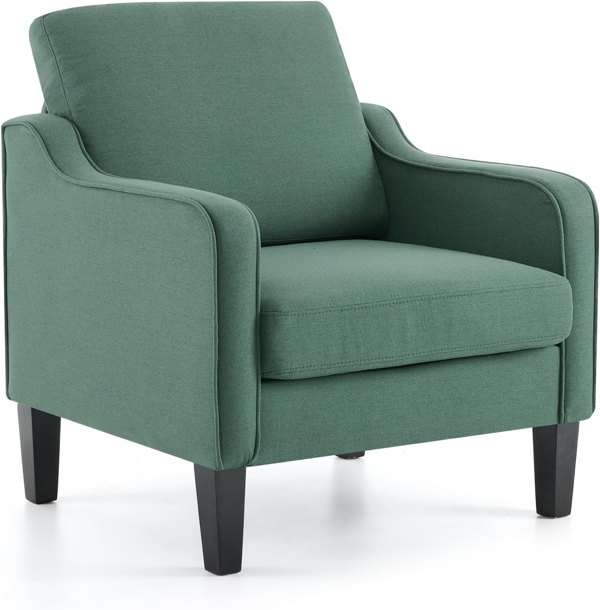 VINGLI Accent Chair for Living Room Chairs Dark Green Reading Chair for Bedroom Scooped Arm Chair Mid Century Modern Accent Chairs Upholstered Comfy Chair for Apartment, Waiting Room