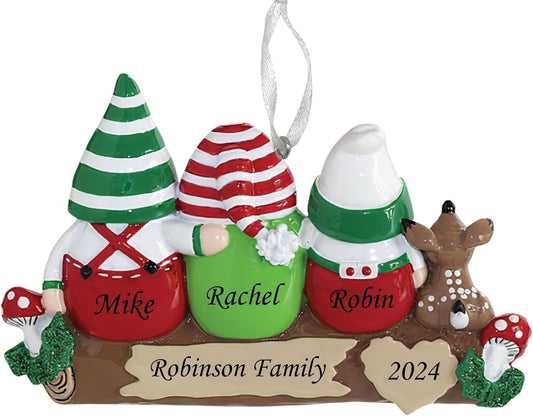 2025 Family Christmas Ornament – Personalized Ornament for Families – Custom Gnome Family Ornament – Holiday Tree Decoration Keepsake Gift (Family 3)