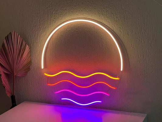 LED Decorative Lights USB Mountains Sunrise Sunset Led Neon Signs Home Decoration Wall Art Holiday Gift Brightness Adjustable 15''x15''