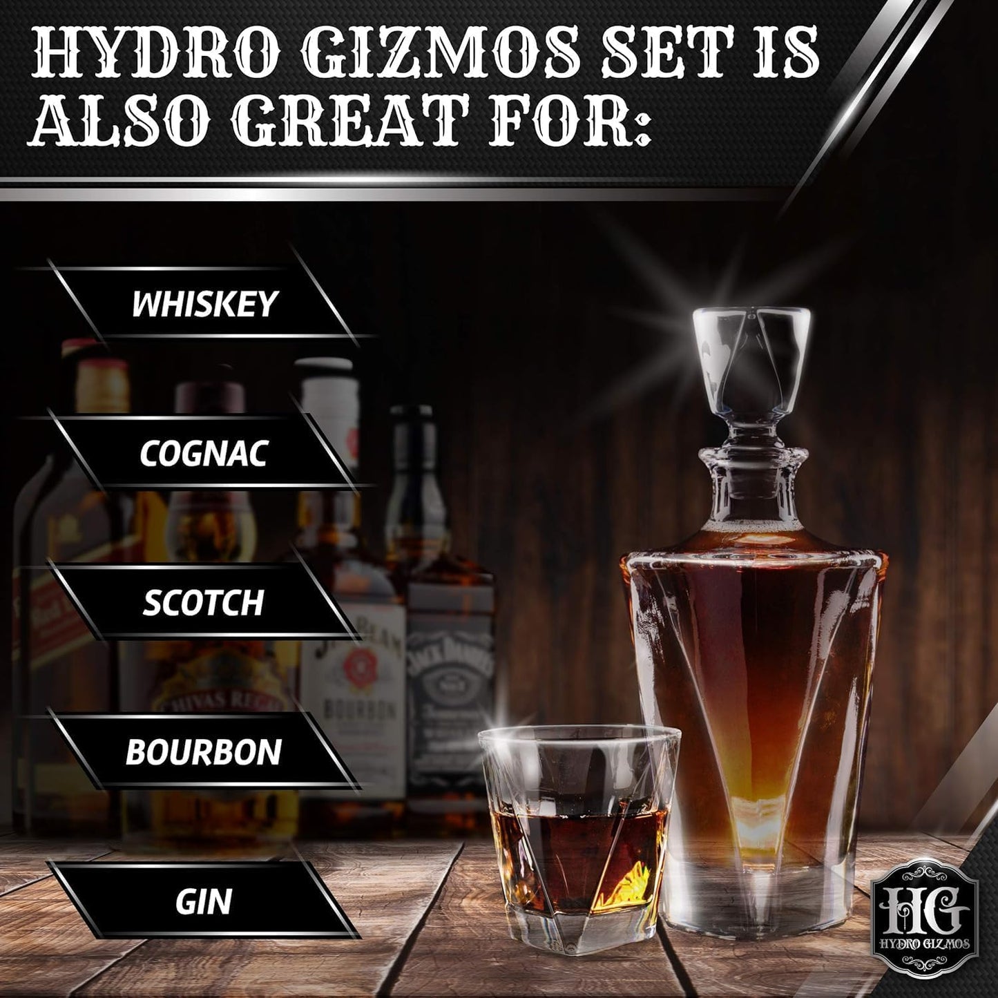 Whiskey Decanter Set for Men with 4 Glasses For Whisky, Bourbon, Rum, Scotch, Crystal Clear Decanter Sets - Whiskey Gifts for Men Dad Him