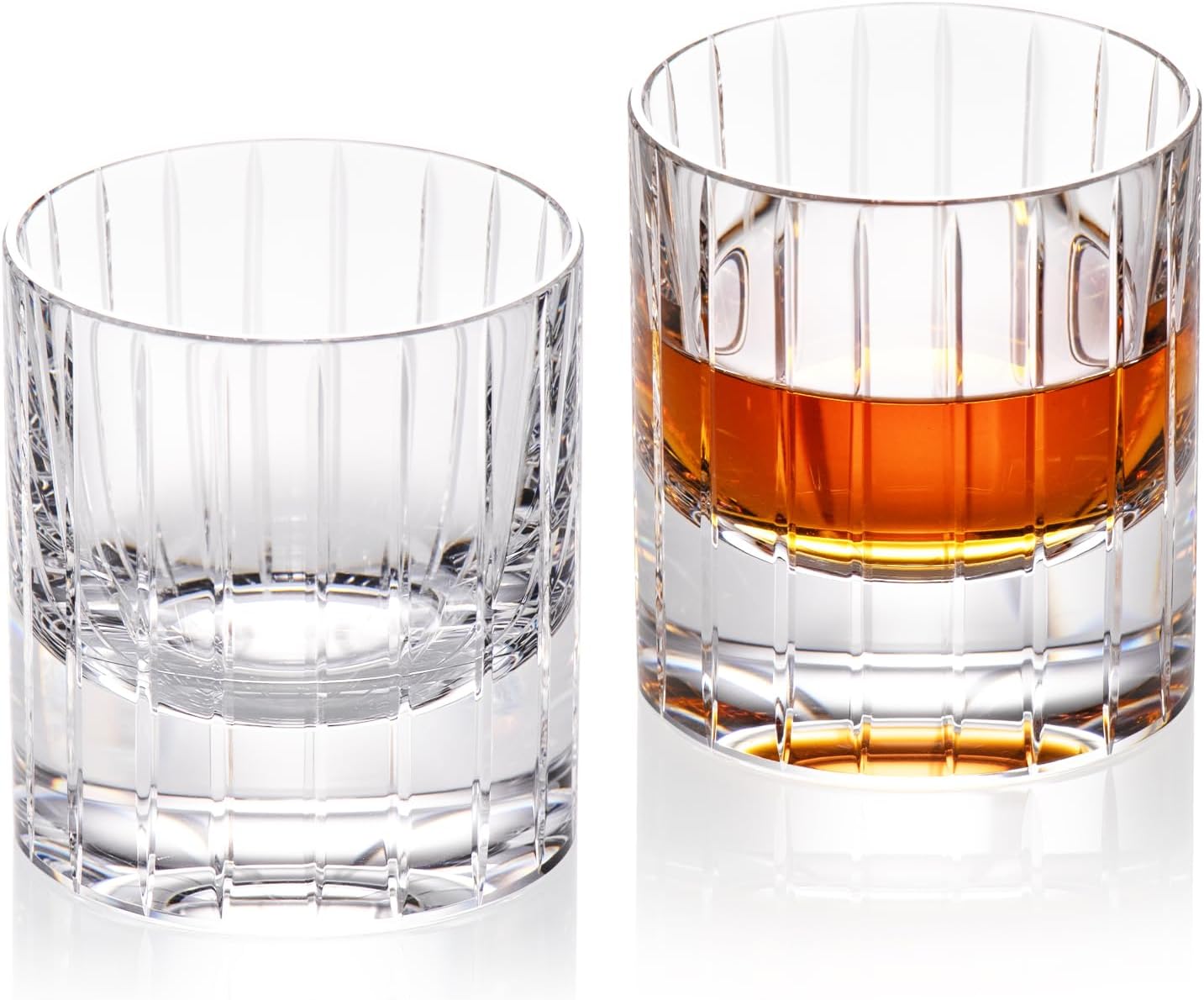 KAMMAK Crystal Whiskey Glasses Set of 2, Handcrafted 6.43oz Old Fashioned Glasses Stemless, Luxury Hand Blown Cocktail Glasses, Scotch Cup for Women, Men Gift for Bourbon Barware, Home Bar