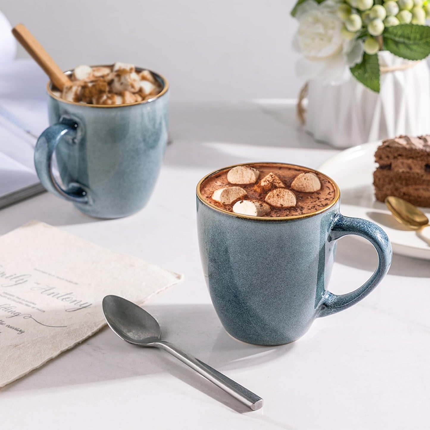 GBHOME Ceramic Coffee Mugs Set of 6, 12oz Stoneware Coffee Mugs Set For Dad Mom Women MEN, Light Weight Ceramic Coffee Cups for Latte/Tea/Beer/Hot Cocoa, Dishwasher & Microwave Safe