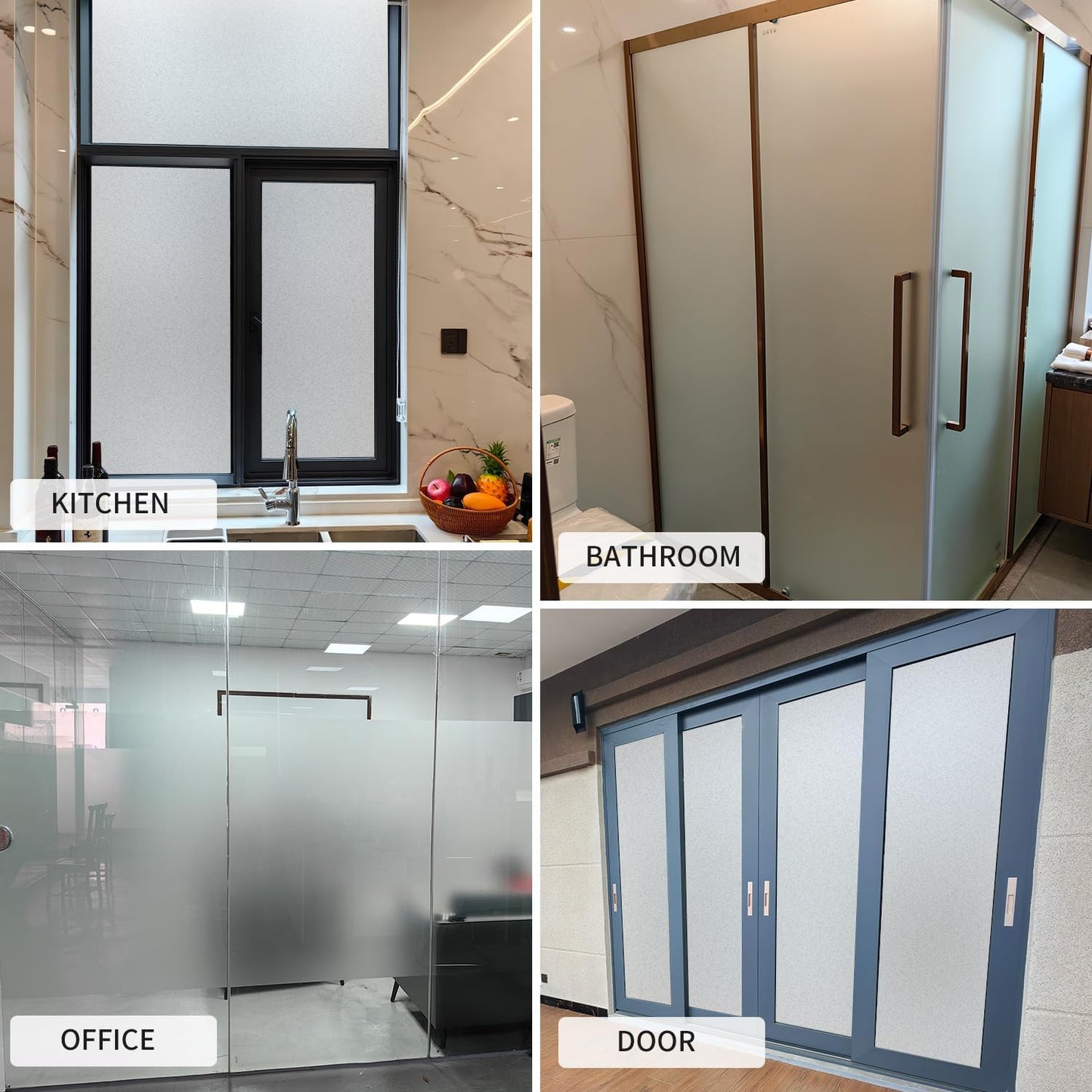 Window Privacy Film with Installation Tools, White Frosted, Static Cling, Anti UV, Heat Control, Ideal for Home Shower Office Glass Door (White Frosted, 45.2×314.9Inch)