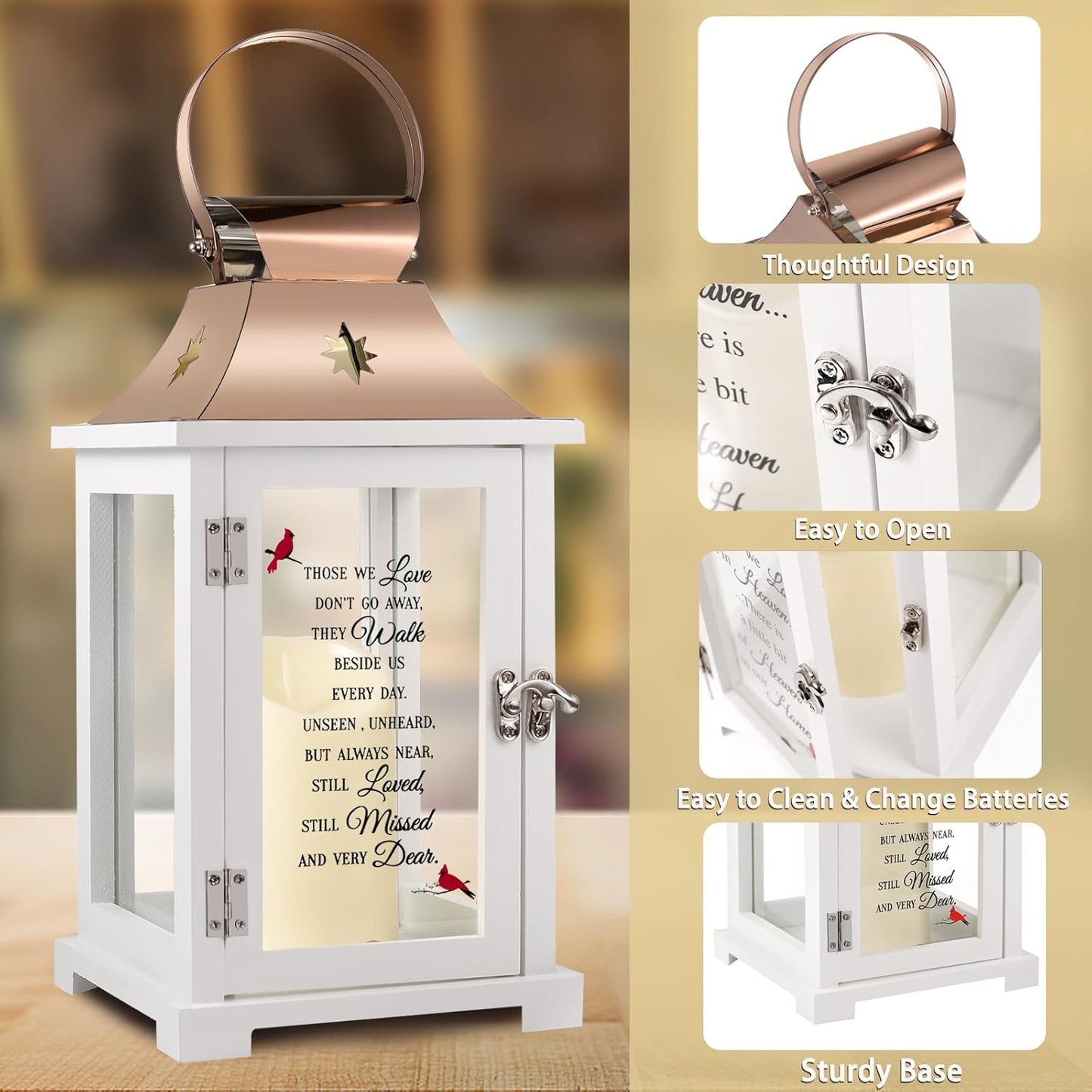 Memorial Lantern, Sympathy Gifts for Loss of Mom/Dad/Loved One, Bereavement Gifts, in Memory of Loved One Lantern,Celebration of Life, Memorial Gifts, Funeral Lantern,Those WE Love Don't GO Away