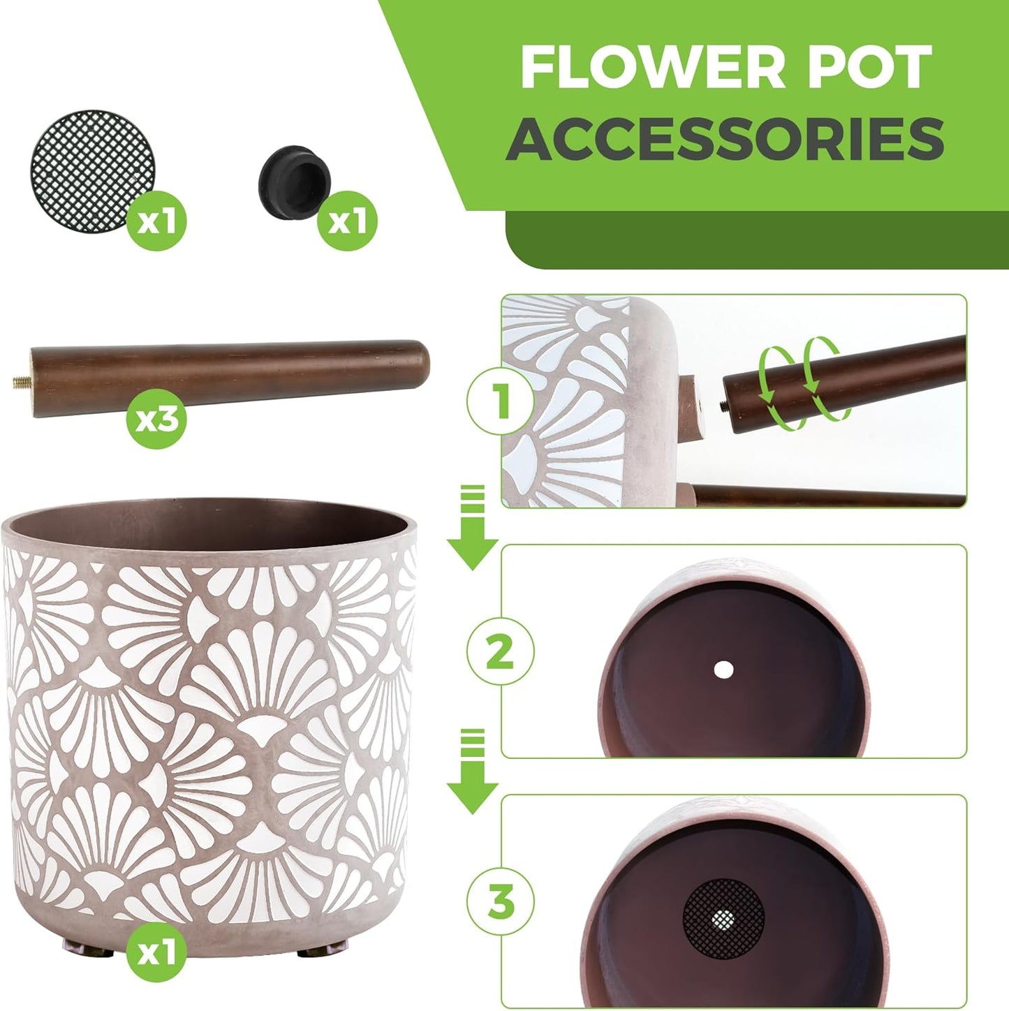 12 Inch Planter with Stand Mid-Century Tall Planter with Legs for Indoor Outdoor Plants