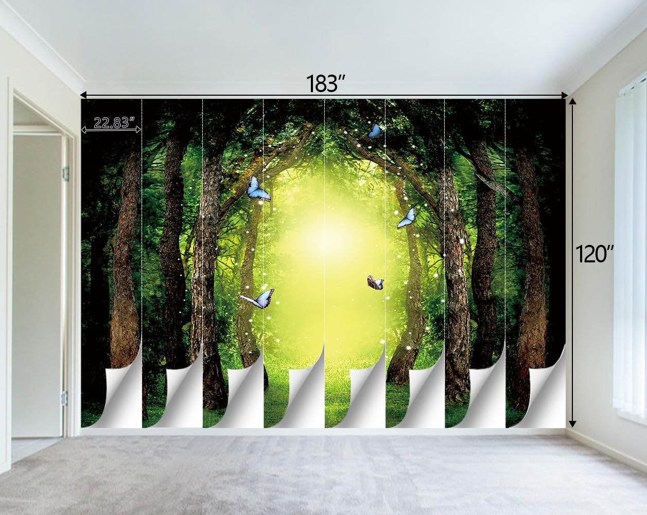Classy Dream Butterfly Forest Tree Wallpaper for Bedroom Jungle Woodland Wall Mural Living Room Large Woods Adhesive Fabric decorr - 183"x120"（Not Peel and Stick）