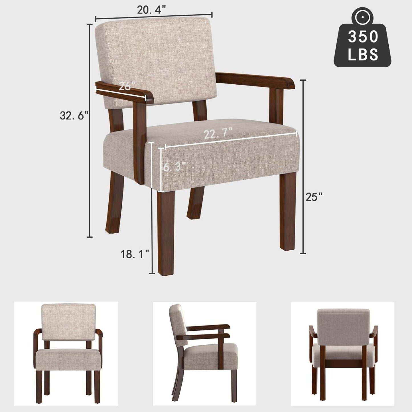 Accent Chair, Oversize Living Room Chairs with Soft Seat & Armrests for Living & Dinning Rooms