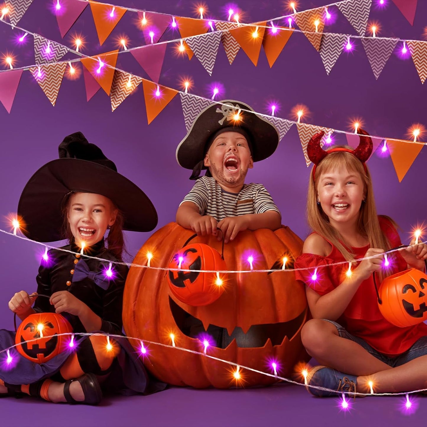 250 LED Orange and Purple Halloween Lights 82 FT Halloween Lights Indoor Outdoor Clear Wire with 8 Modes, Plug in Waterproof Christmas Light for Tree Party Bedroom Thanksgiving Decorations