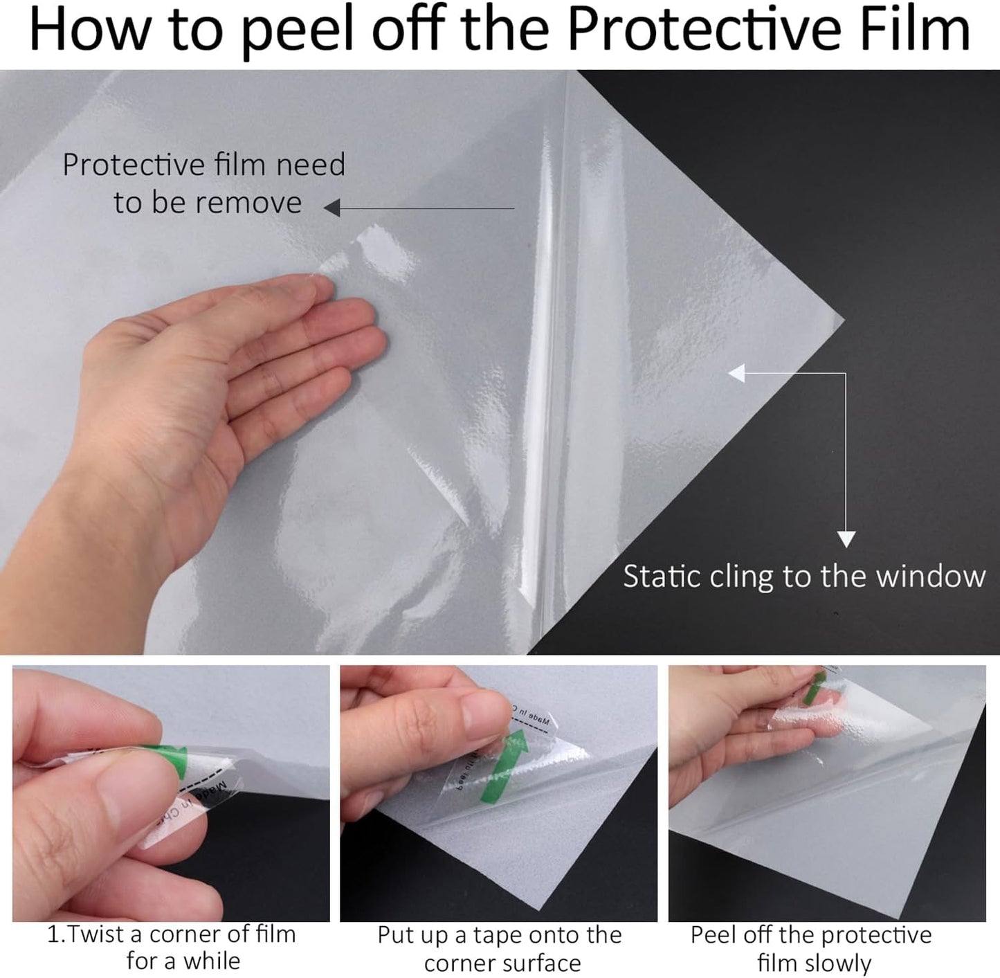 HIDBEA Frosted Window Privacy Film Heat Control UV Blocking, Static Cling Non-Adhesive Reusable Door coverings for Bathroom Home Office (White Frosted 17.3 Inch x 13.1 Feet)