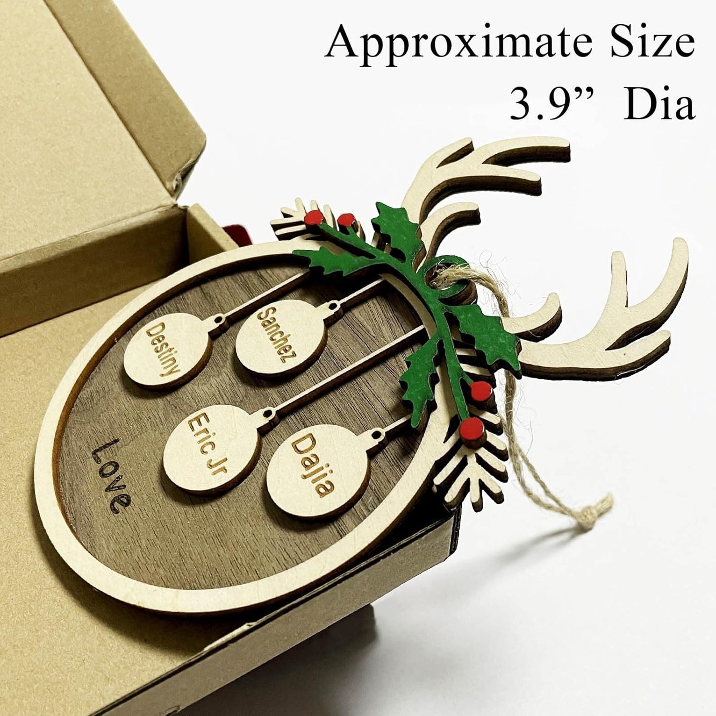 2025 Personalized Christmas Ornaments Family of 2/3/4/5/6/7/8,Custom Reindeer Christmas Wooden Ornaments Deorations with Names,Customized Xmas Ornament Tree Deorations,Personalized Xmas Gifts