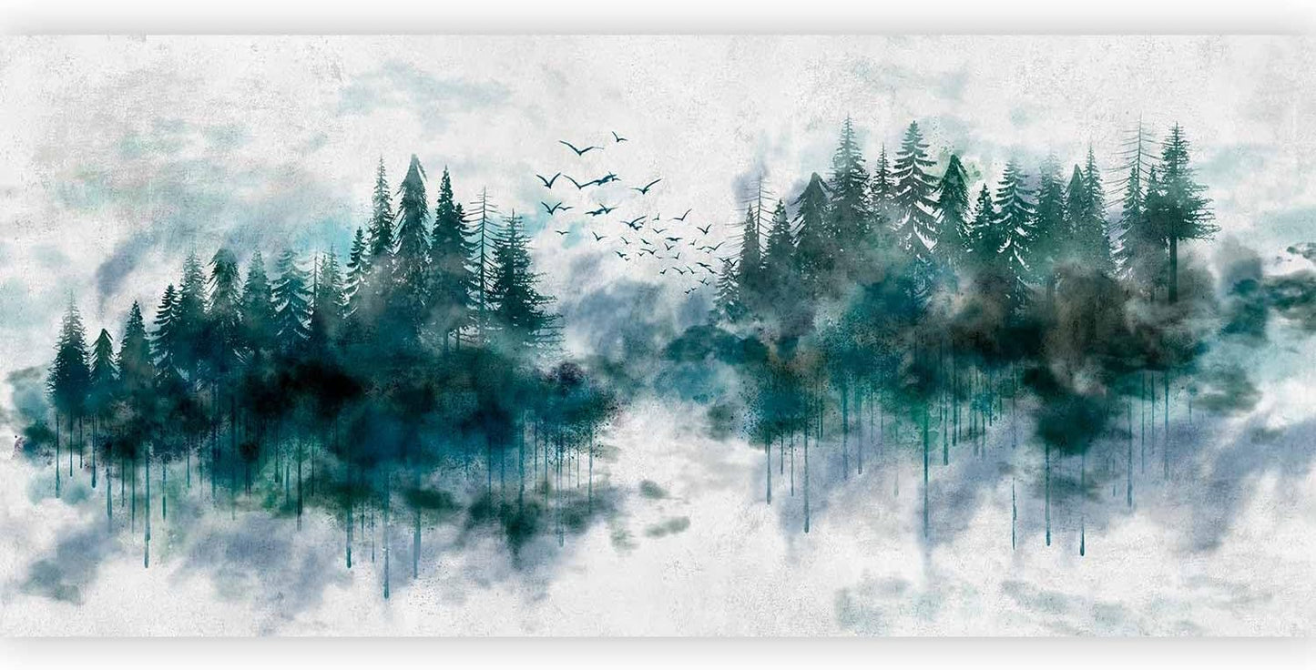 artgeist Wall Mural Forest 216x98 in - XXL Non-Woven Corner Wallpaper Fleece Angle Wall Decor Photo Print Picture Image Design Modern Landscape Nature Tree Aquarella c-A-10022-a-a