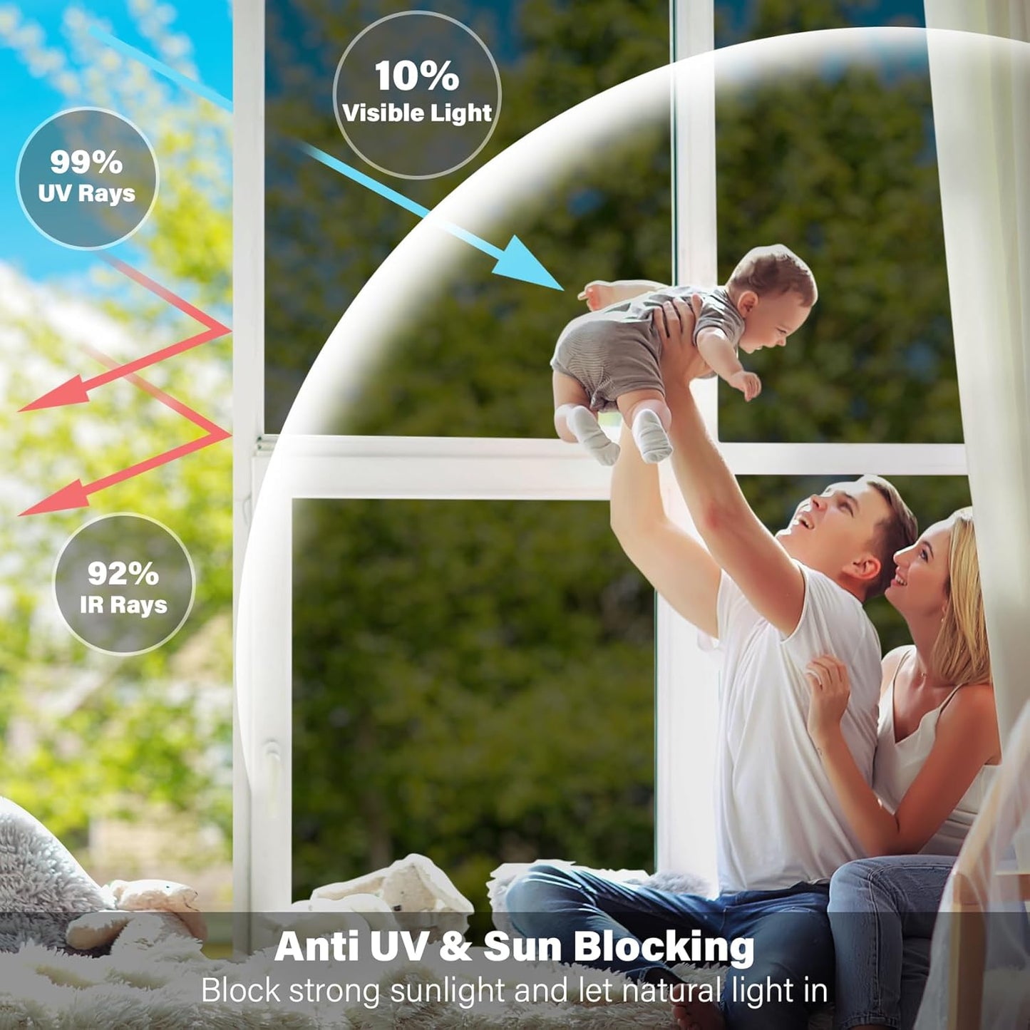 Kromapolis One Way Window Privacy Film Reflective Mirror Home Window Tint, Daytime Privacy Heat Control Anti UV Glass Tinting Static Cling (Black-Silver, 23.6 x 157.4 inch)