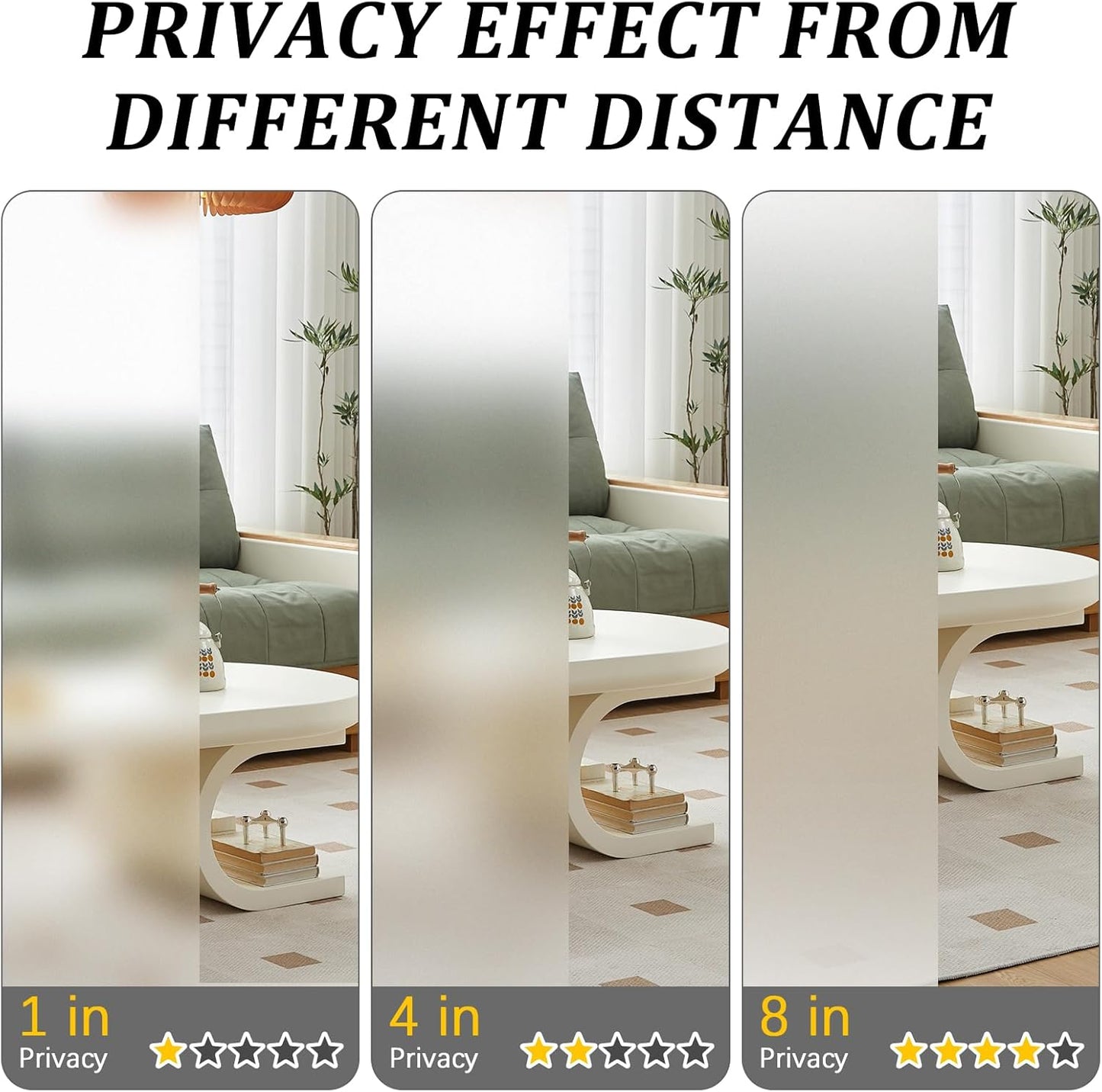 Window Privacy Film, Frosted Glass Static Cling Non-Adhesive Window Cover for Bathroom UV Sunlight Blocking Heat Control for Home Decorative Frosting Pure Matte White Size35.4 x 118.1 Inches