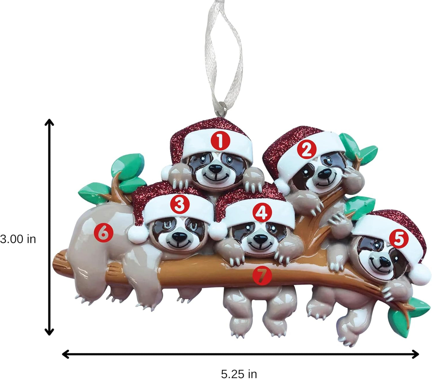 2025 Family Christmas Ornament – Personalized Ornament for Families – Custom Sloth Family Ornament – Holiday Tree Decoration Keepsake Gift (Family of 5)