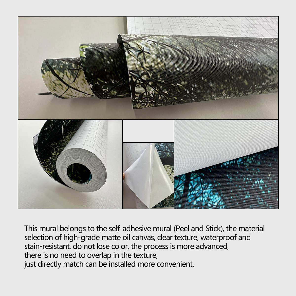 Misty Forest Landscape Wall murals Woodland Tree Peel and Stick Wallpaper for Bedroom Living Room - 96"x137"