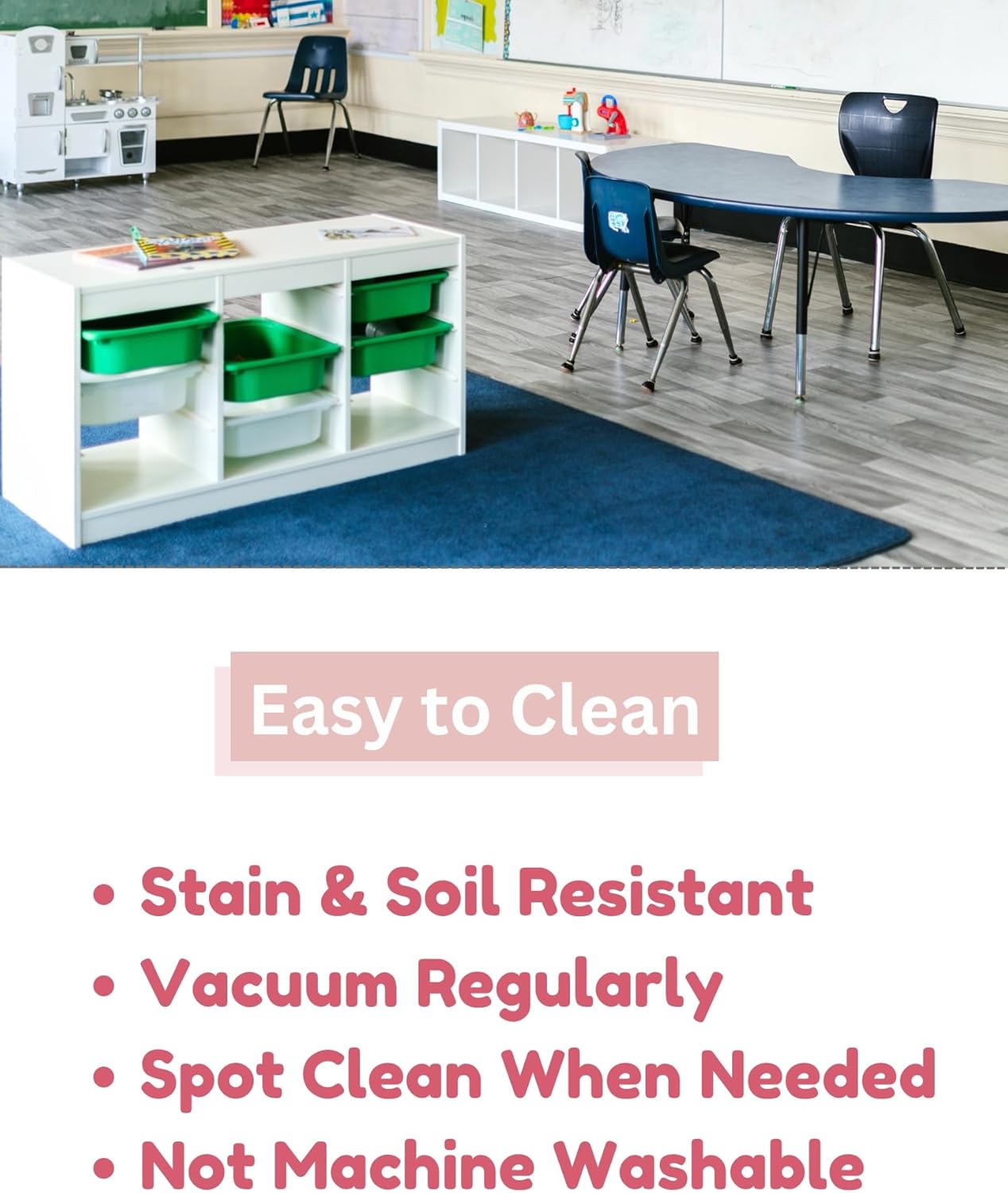 KOECKRITZ Soft and Colorful Kids Classroom Area Rugs (Passes Flammability Pill Test) Many Sizes and Bright Colors to Select from (5' x 5', Royal)