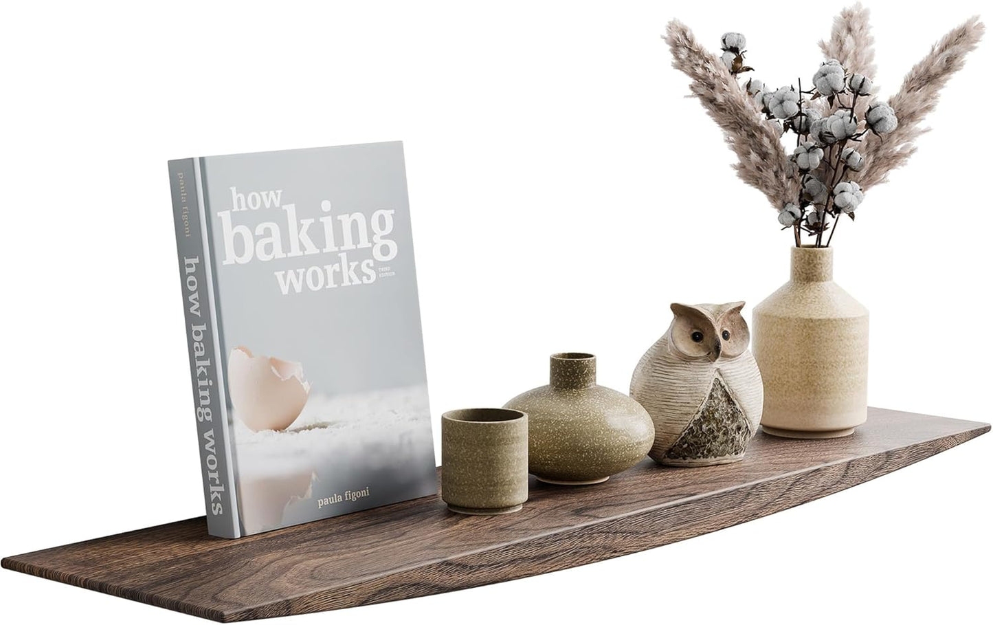 24’’ Black Walnut Floating Shelves - 6 Inch Deep Solid Wood Floating Shelf for Wall, Rustic Zen TV Shelf Wall Mounted, Live Edge Shelf with Invisible Brackets for Living Room, Bedroom, Kitchen.