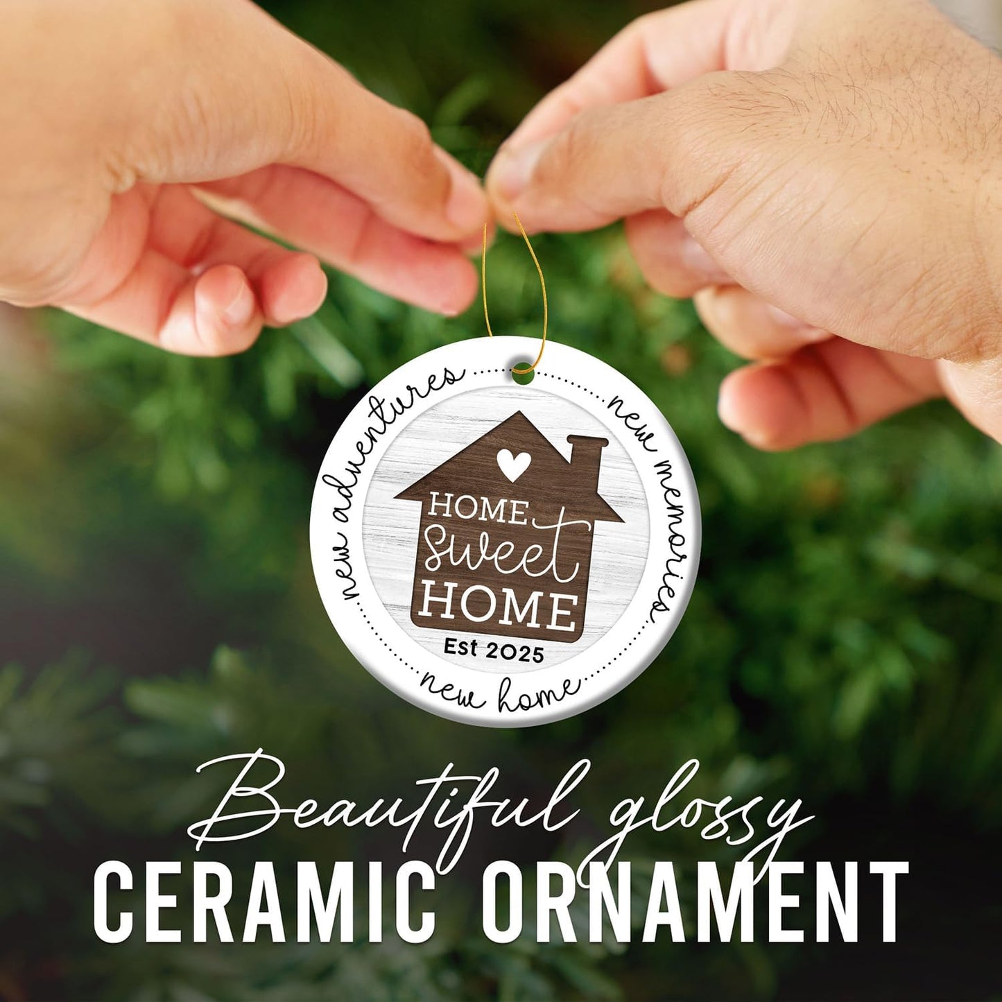 HEXMOZ New Home Gift Ideas - Best Housewarming Gifts 2025 - House Warming Gifts with New Home Ornament 2025 for Owners, Couples, Men, Women - First House Ornament, Our First Christmas Ceramic Keepsake