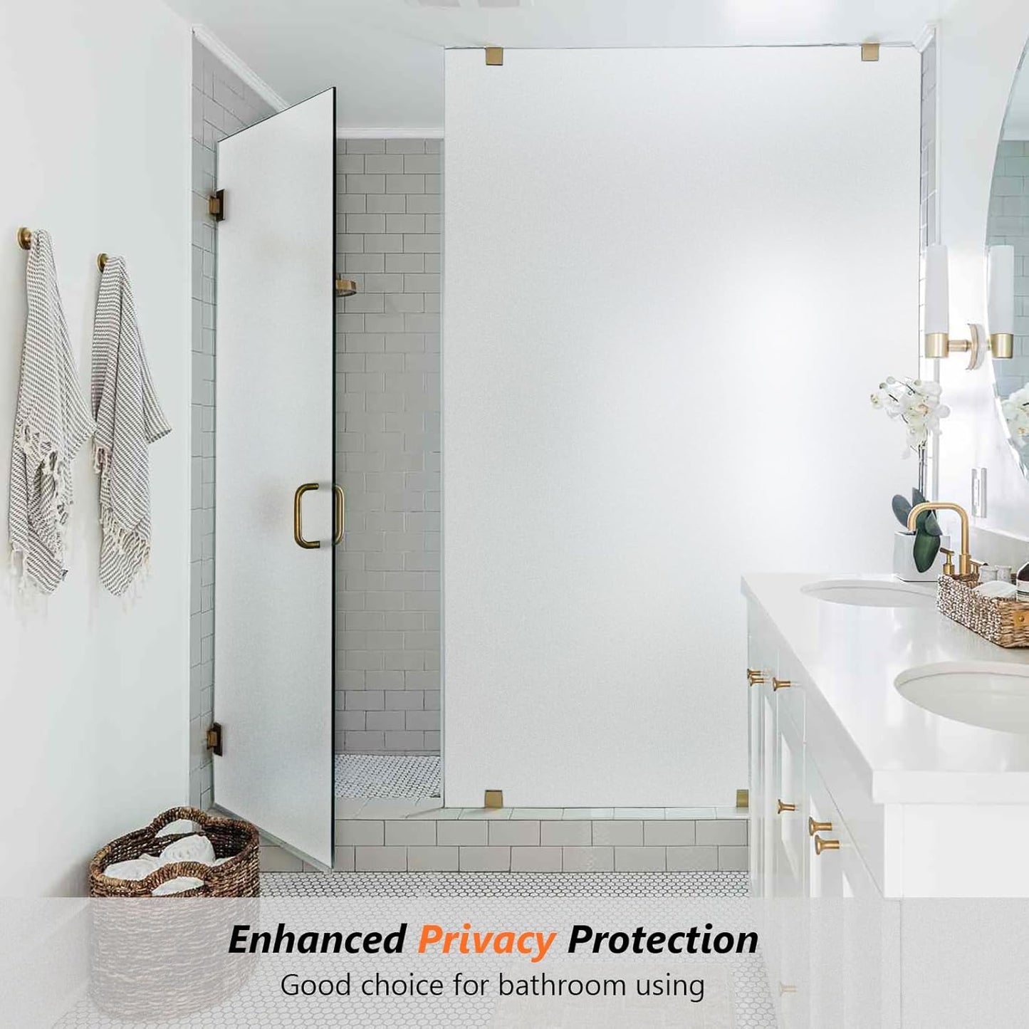 Kromapolis Window Privacy Film Frosted Glass Window Film, Heat Blocking Privacy Film for Glass Windows, Static Cling Non-Adhesive Frosting Window Stickers for Door Home (Frosted, 23.6 x 157.4 inch)