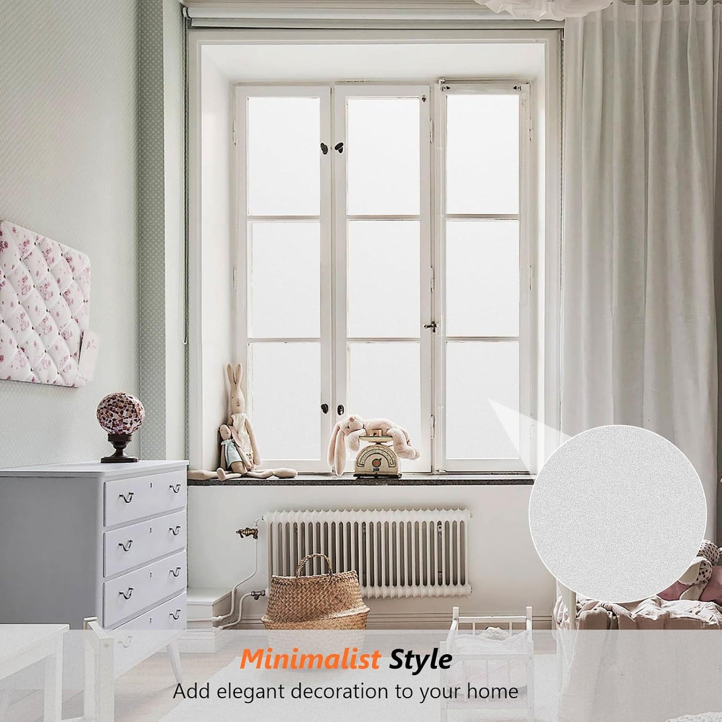 Kromapolis Window Privacy Film Frosted Glass Window Film, Heat Blocking Privacy Film for Glass Windows, Static Cling Non-Adhesive Frosting Window Stickers for Door Home (Frosted, 35.4 x 78.7 inch)