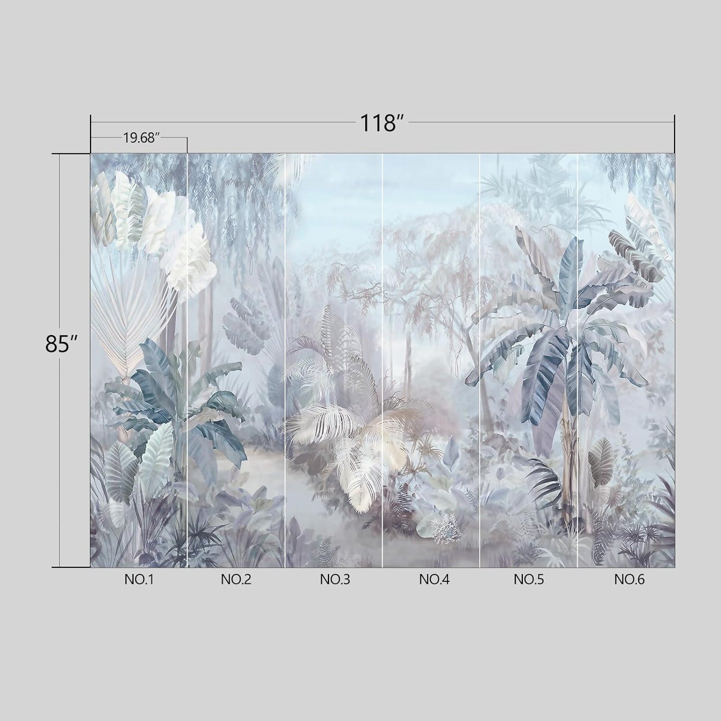 Tropical Botanical Wallpaper Peel and Stick Wall Mural for Bedroom Living Room - 85"x118"