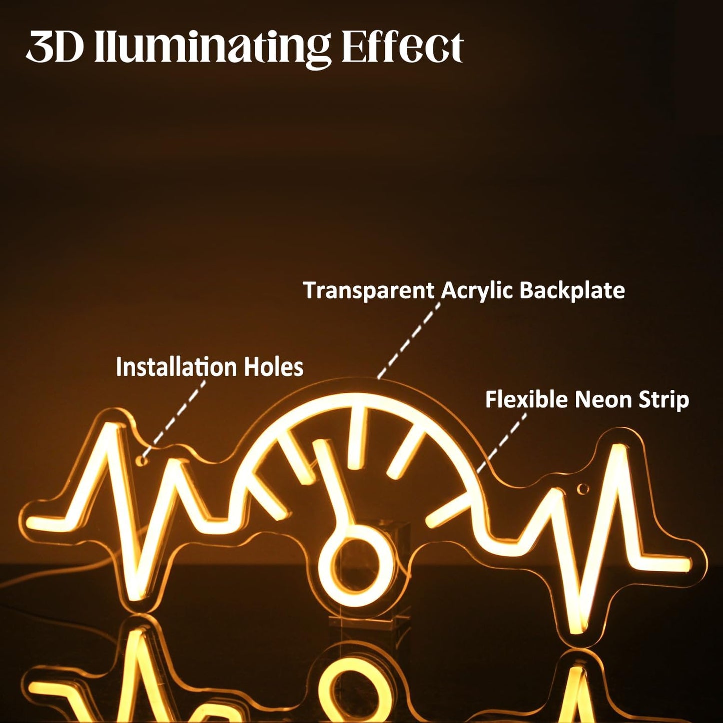 Car Dashboard Neon Sign Garage Neon Signs for Man Cave Automobile Speedometer Neon Light Orange LED Car Neon Lights Signs for Garage Man Cave Auto Repair Shop Game Room Party Decor